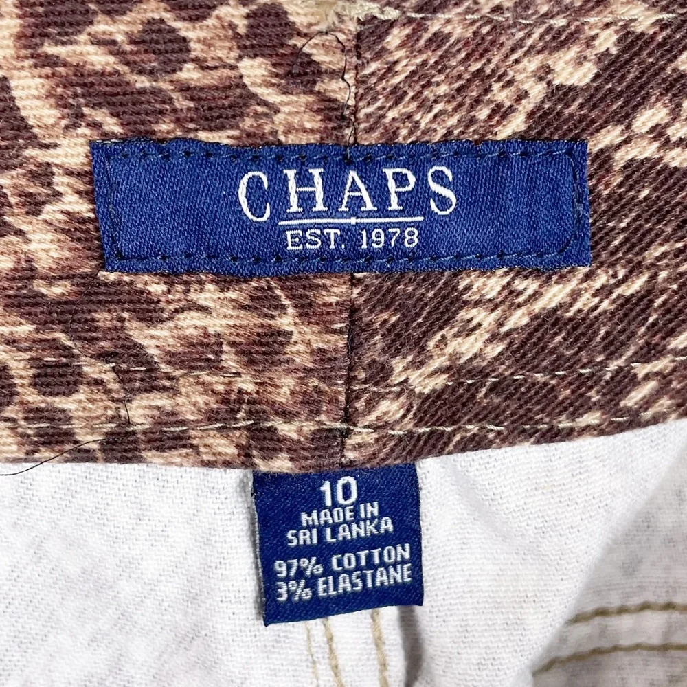 Chaps Brown Tan Snakeskin Print Cotton Denim Stretch Mini Skirt Women's Size 10